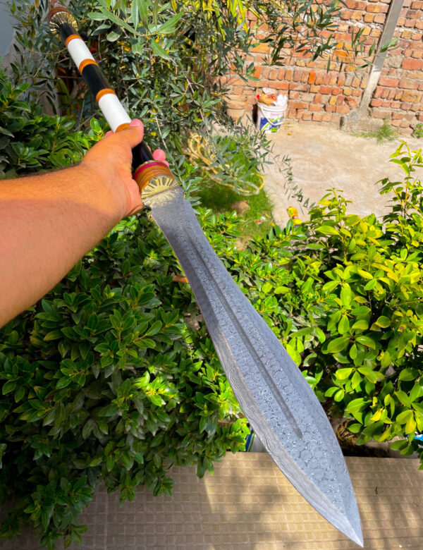 Handmade Damascus Blade Spear, 36" Multi colour Spear