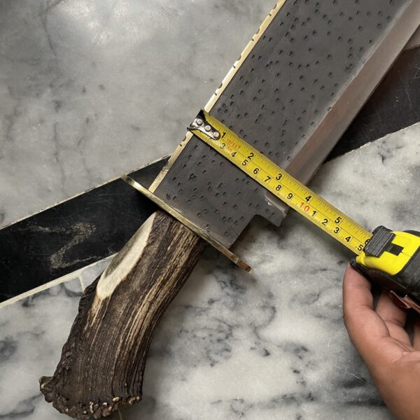 Ramboo Bowie, 26" Damascus blade handle made of Stag Horn.