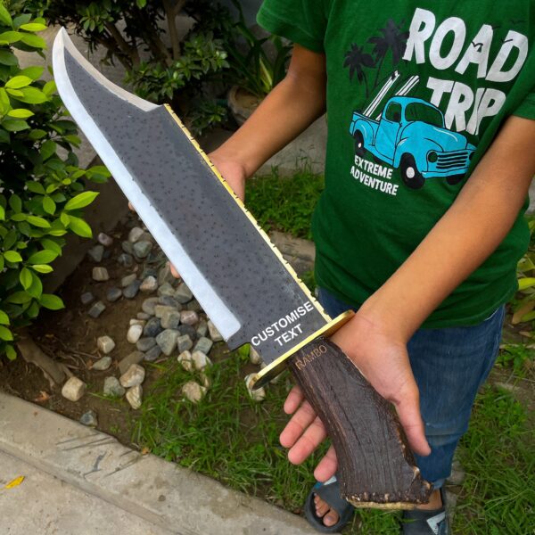 Ramboo Bowie, 26" Damascus blade handle made of Stag Horn.